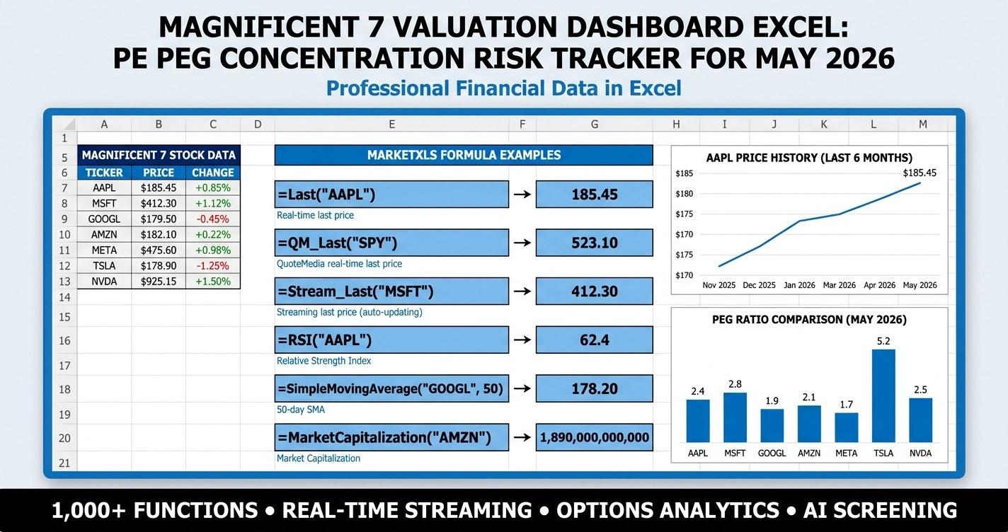 Magnificent 7 valuation dashboard Excel template preview